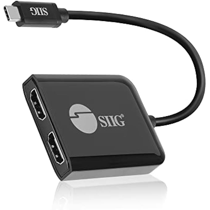 SIIG USB C TO DUAL HDMI ADAPTER, 2 DISPLAY MST VIDEO SPLITTER FOR LAPTOP, COMPATIBLE FOR WINDOWS AND CHROMEOS, NOT FOR MACOS (CE-DP0T11-S1) - Image 1