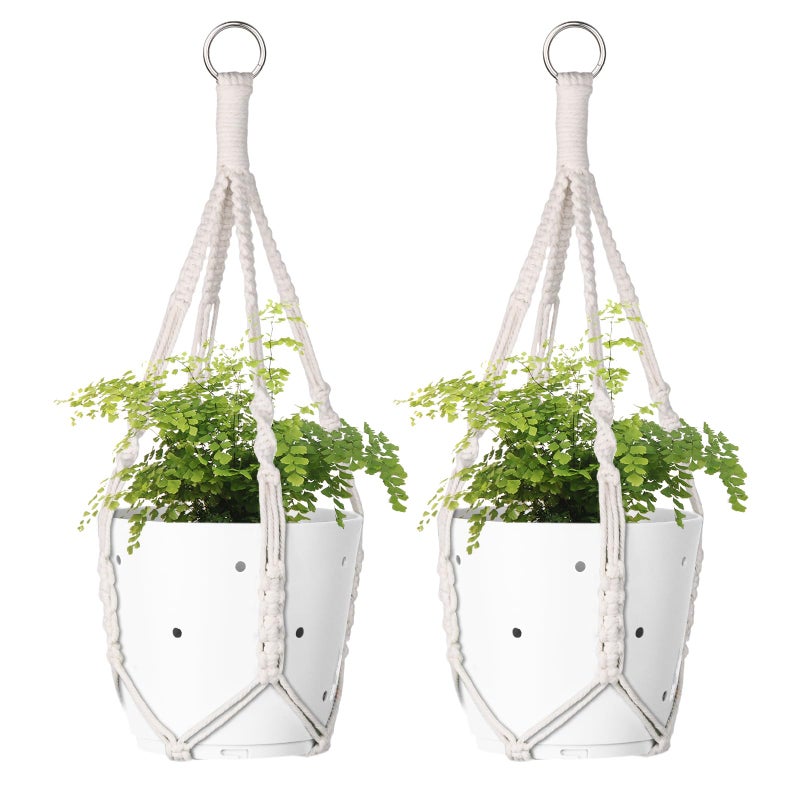 garini 2 Pack 20 Inches Macrame Plant Hanger Rope to Hang Flower Pot Plant Hanger for Indoor Outdoor Decoration, 4 Legs(POTS NOT Included) - Image 1