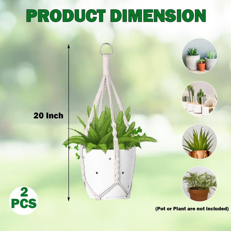garini 2 Pack 20 Inches Macrame Plant Hanger Rope to Hang Flower Pot Plant Hanger for Indoor Outdoor Decoration, 4 Legs(POTS NOT Included) - Image 2