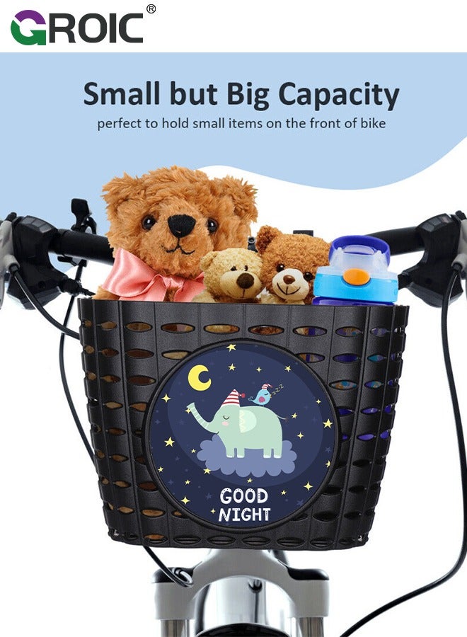 GROIC Kids Black Bike Basket with Bell, Cute Bicycle Front Handlebar Basket,Portable Plastic Tricycle Basket  - Image 4