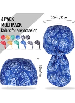 KASTWAVE 6 Pieces Sweat Wicking Doo Rag, Motorcycle Do Rags Head Wrap, Cooling Durags Skull Cap Motorcycle Head Wrap Bandana for Men Women  - Image 2