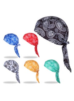 KASTWAVE 6 Pieces Sweat Wicking Doo Rag, Motorcycle Do Rags Head Wrap, Cooling Durags Skull Cap Motorcycle Head Wrap Bandana for Men Women  - Image 1