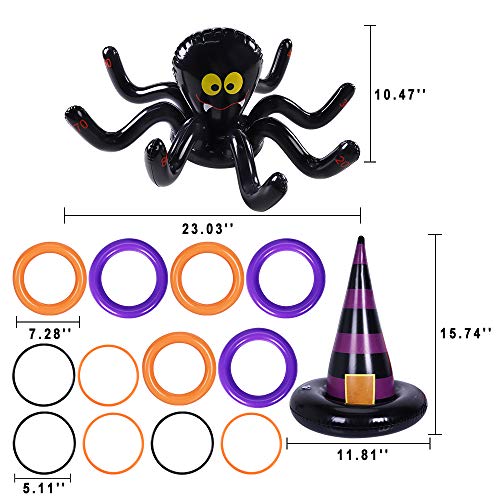 Max Fun Halloween Ring Toss Games Inflatable Spiders Ring Toss Witch’s Hat Toss Game for Kids Halloween Party Favors Supplies Indoors Outdoors Party Games - Image 3