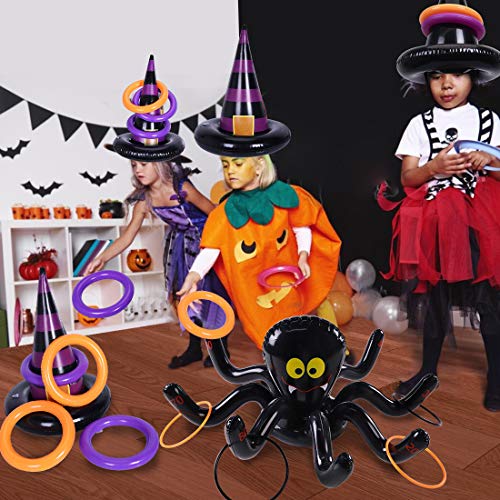 Max Fun Halloween Ring Toss Games Inflatable Spiders Ring Toss Witch’s Hat Toss Game for Kids Halloween Party Favors Supplies Indoors Outdoors Party Games - Image 5