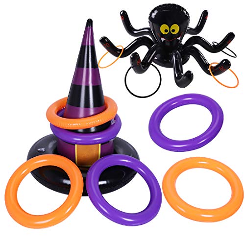 Max Fun Halloween Ring Toss Games Inflatable Spiders Ring Toss Witch’s Hat Toss Game for Kids Halloween Party Favors Supplies Indoors Outdoors Party Games - Image 4