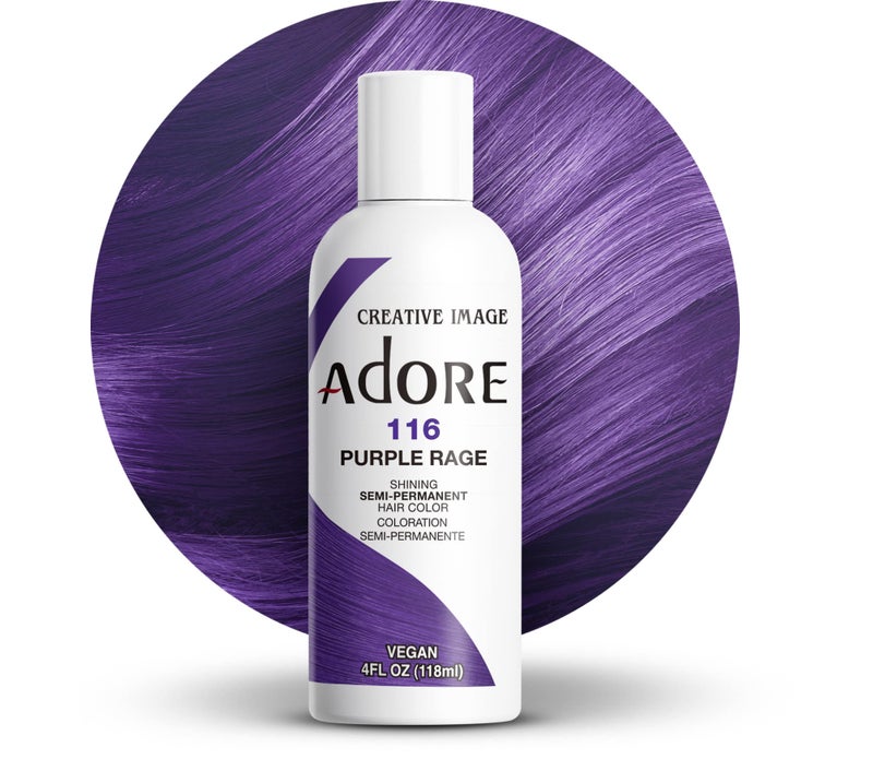 Adore Semi Permanent Hair Color Vegan and CrueltyFree Hair Dye 4 Fl Oz 116 Purple Rage Pack of 3