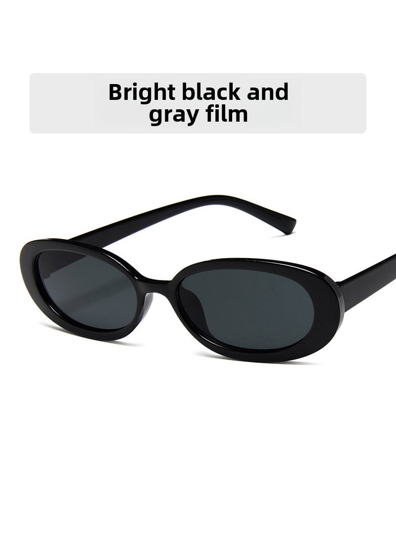 New Chic Narrow Frame Sunglasses Unisex Comfort Bright Black Gray