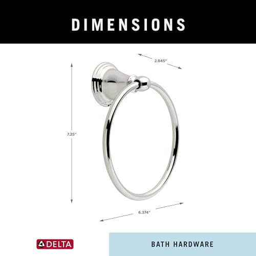 Delta Windemere (1-Pack) Hand Towel Holder Polished Chrome Towel Racks for Bathroom Wall Round Towel Ring Holder for Bath Towel Hanger for Kitchen, Bathroom Accessories 70046 - Image 3