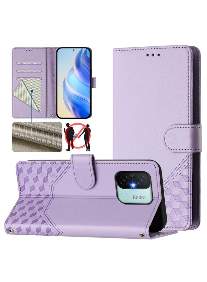 S-TOP Case For Redmi 12C / 11A Honeycomb Embossing RFID Leather Phone Case - Image 1