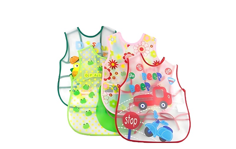 CUTEABLY Baby Feeding Bibs, Set of 4, Colourful Printed Designs, (0-18 Months) - Image 1