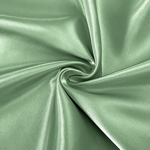 Horbaunal Sage Green Satin Fabric 60 Inch Wide by The Yard, Soft Charmeuse Satin Fabric for Wedding Dress, DIY Craftings, Costumes, 5 Yard - Image 1