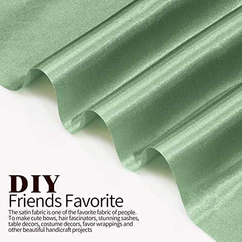 Horbaunal Sage Green Satin Fabric 60 Inch Wide by The Yard, Soft Charmeuse Satin Fabric for Wedding Dress, DIY Craftings, Costumes, 5 Yard - Image 3