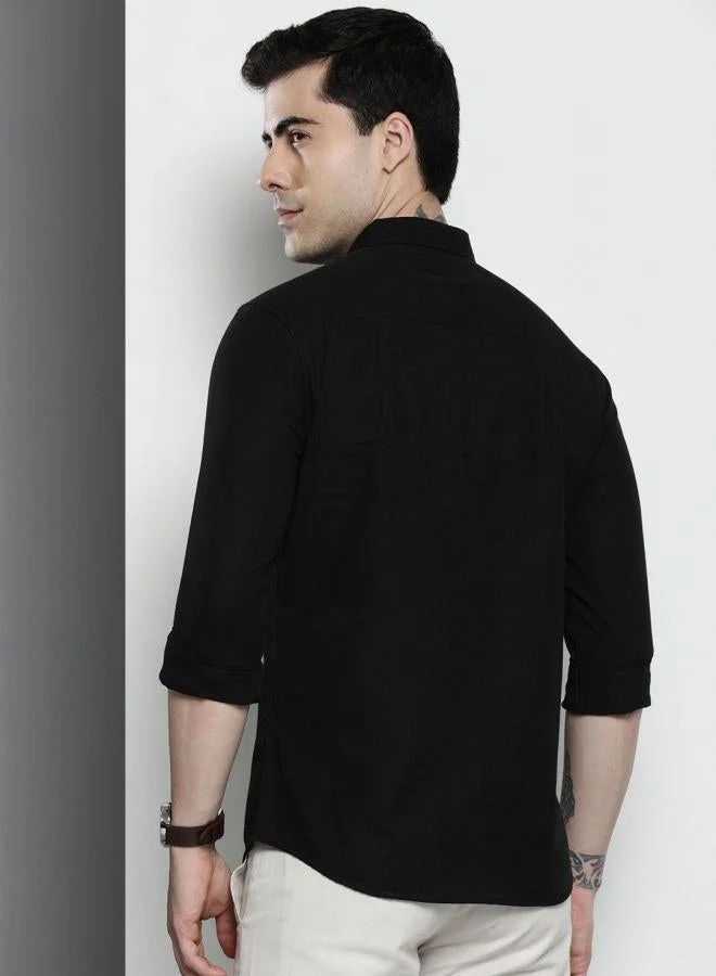 The Indian Garage Co Men Regular Fit Solid Full Sleeves Cutaway Collar Casual Shirt
