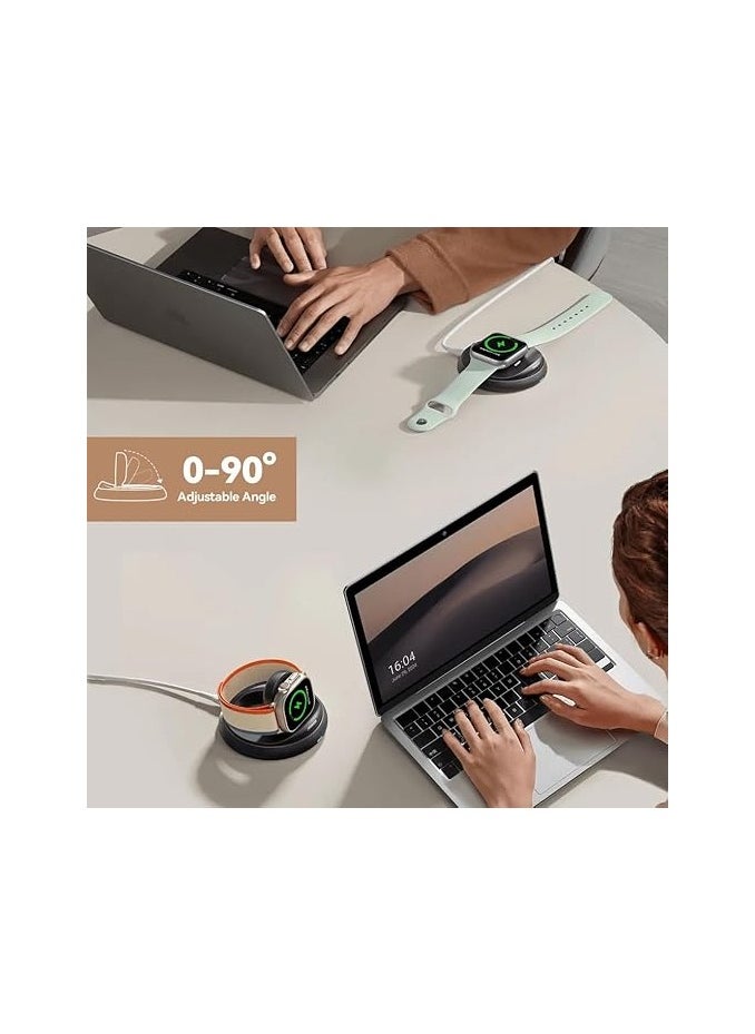 Generic - R-W12 Foldable Wireless Watch Charger – Portable Fast Charging Dock for Apple Watch Series 9, 8, 7, 6, SE & More – Compact Magnetic Travel Charger – Black – 12-Month Warranty - Image 1