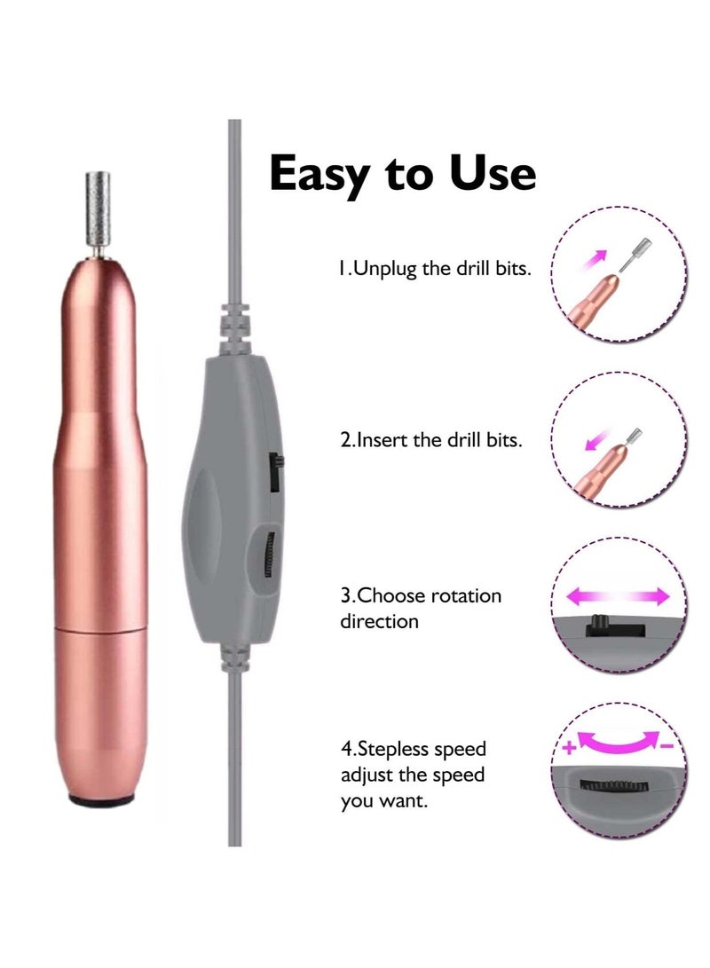 KASTWAVE Electric Nail Files, Nail Drill Portable Electric Nail File 20,000 RPM with 6 Changeable Drills and Sand Bands for Exfoliating, Grinding, Polishing, Nail Removing, Acrylic Nail Tools - Image 4