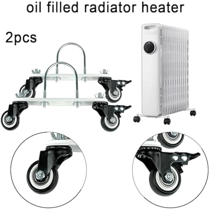 MOBILE PULLEY HOLDER FOR OIL FILLED RADIATOR 360SWIVEL ELECTRIC HEATER FRAME BASE WITH WHEELS AND BRAKE,CARBON STEEL CASTERS,1 PAIR - Image 2