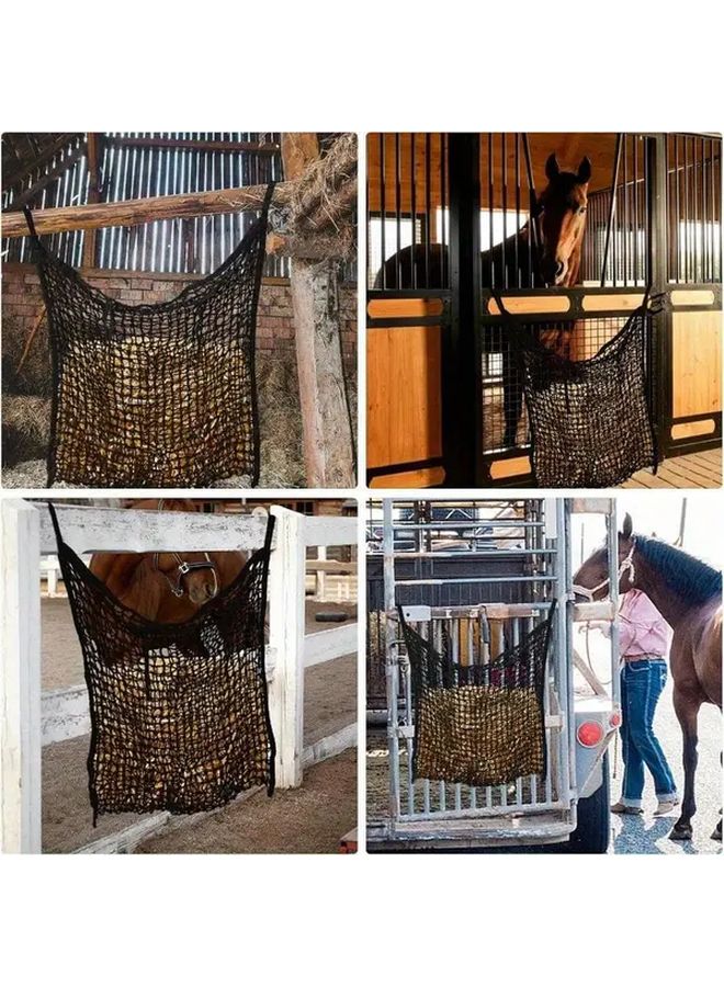 2 Pack White Polyester Horse Slow Feed Hay Nets Large Small Opening Forage Feeder - Image 5