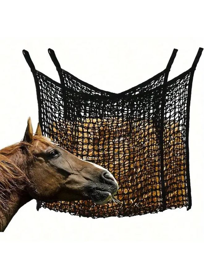 2 Pack White Polyester Horse Slow Feed Hay Nets Large Small Opening Forage Feeder - Image 1