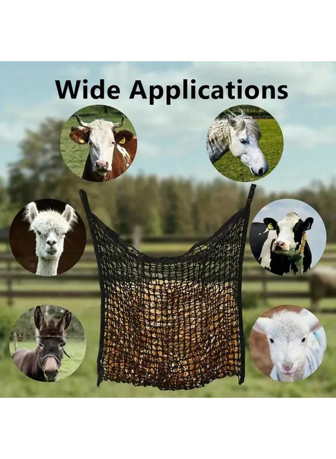 2 Pack White Polyester Horse Slow Feed Hay Nets Large Small Opening Forage Feeder - Image 4