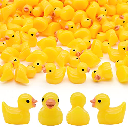 Yuronam 70 Pcs Tiny Ducks Mini Resin Ducks Miniature Ornaments for Slime Dollhouse Garden DecorationYellow - Image 1