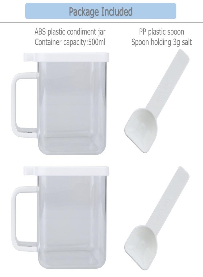 EIKS 2 Pack Condiment Pots Cubic Shaped with Spoon for Storing and Serving Spice Salt Sugar Pepper in Home Kitchen Counter Restaurant - Image 2