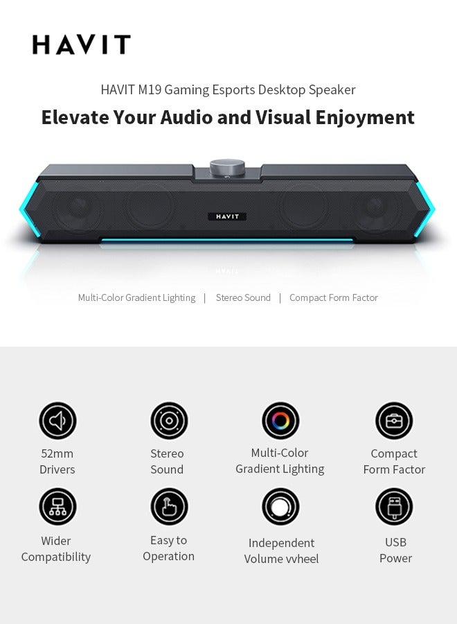 havit HAVIT 4D Computer Speakers, 52mm Drivers USB Speakers, Dustproof Rgb Speakers, Suitable for Music, TV, Computer, Games /380*69*63mm  - Image 2