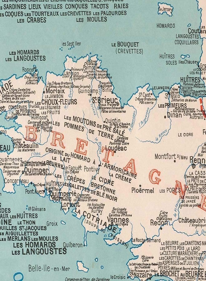 Antiguos Maps Gourmet France، الطعام والنبيذ الفرنسي - Gastronomique et Vinicole de la France par A. Bourguignon حوالي عام 1932 | ديكور حائط عتيق | ملصق طباعة فنية - Image 4