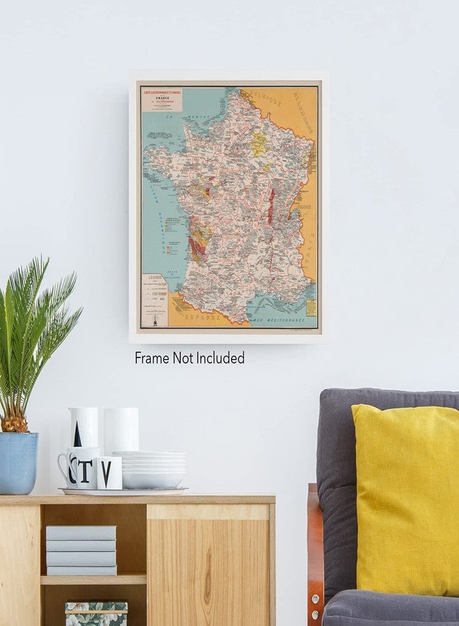 Antiguos Maps Gourmet France، الطعام والنبيذ الفرنسي - Gastronomique et Vinicole de la France par A. Bourguignon حوالي عام 1932 | ديكور حائط عتيق | ملصق طباعة فنية - Image 2