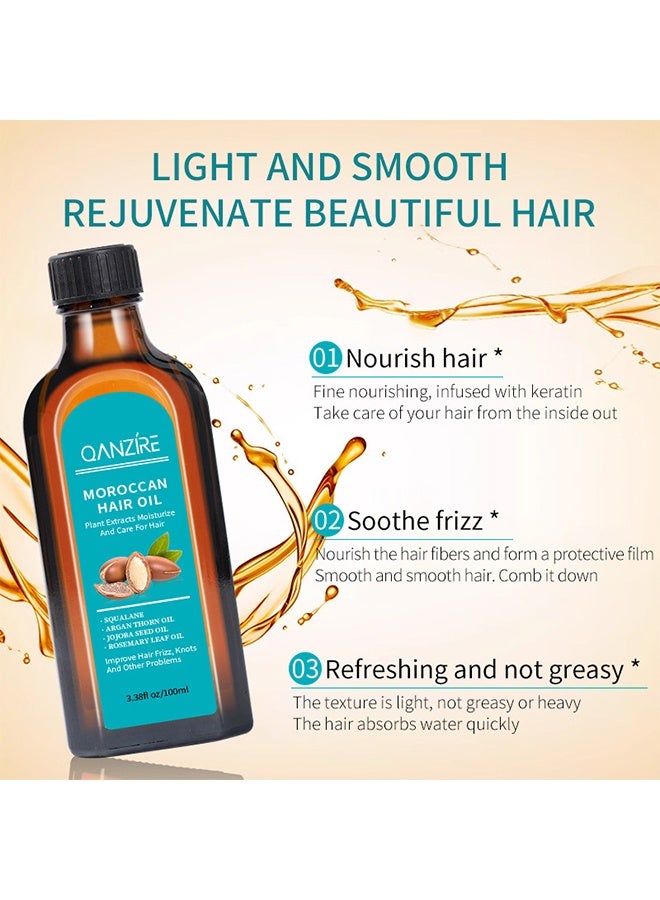 QANZIRE Moroccan Hair Oil, Plant Extracts Moisturize And Care For Hair,Improve Hair Frizz,Knots And Other Problems 100ml - Image 3