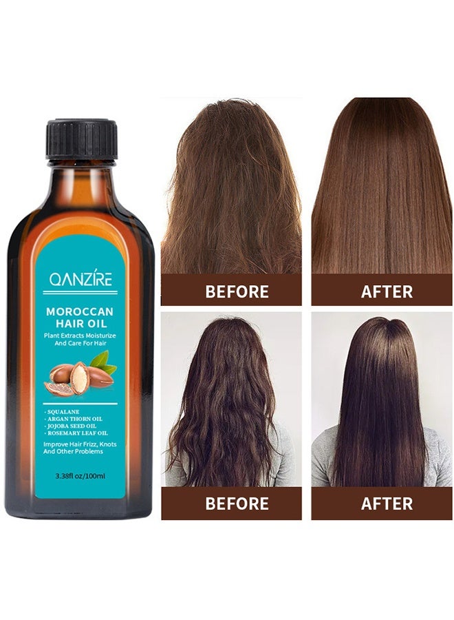 QANZIRE Moroccan Hair Oil, Plant Extracts Moisturize And Care For Hair,Improve Hair Frizz,Knots And Other Problems 100ml - Image 1
