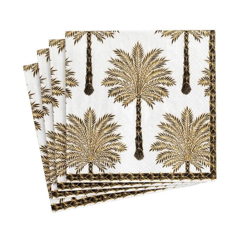 Caspari Grand Palms Paper Cocktail Napkins in Black  20 Per Package