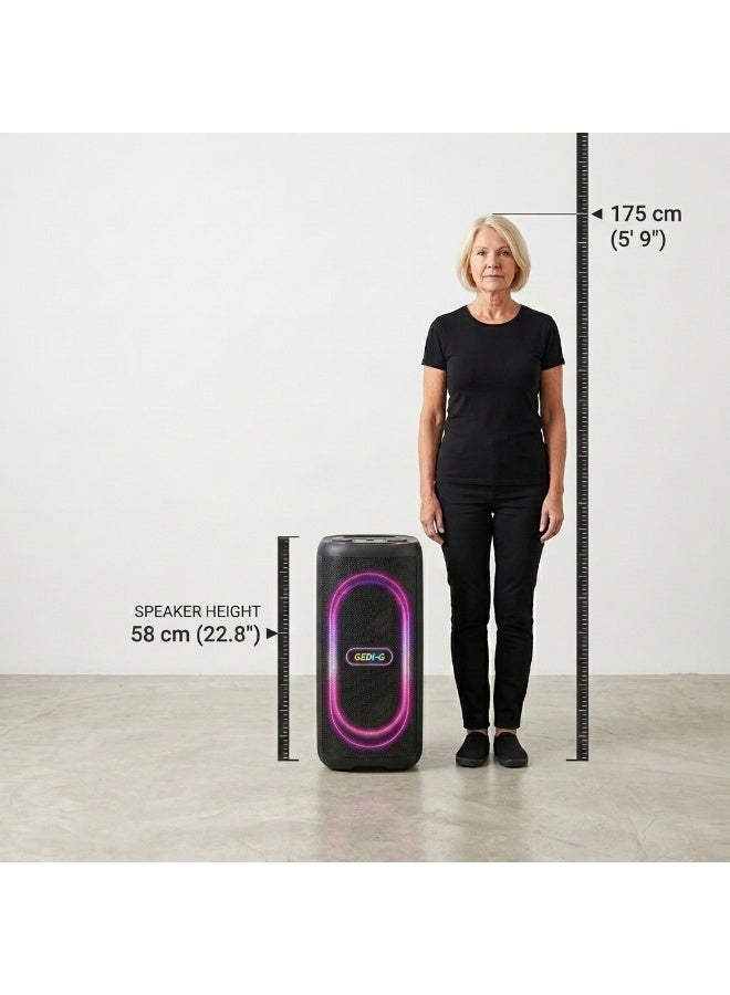 GD-2611 Portable Bluetooth Speaker Karaoke with 2 Wireless Microphones, Remote Control, and Interactive Lights - Image 4