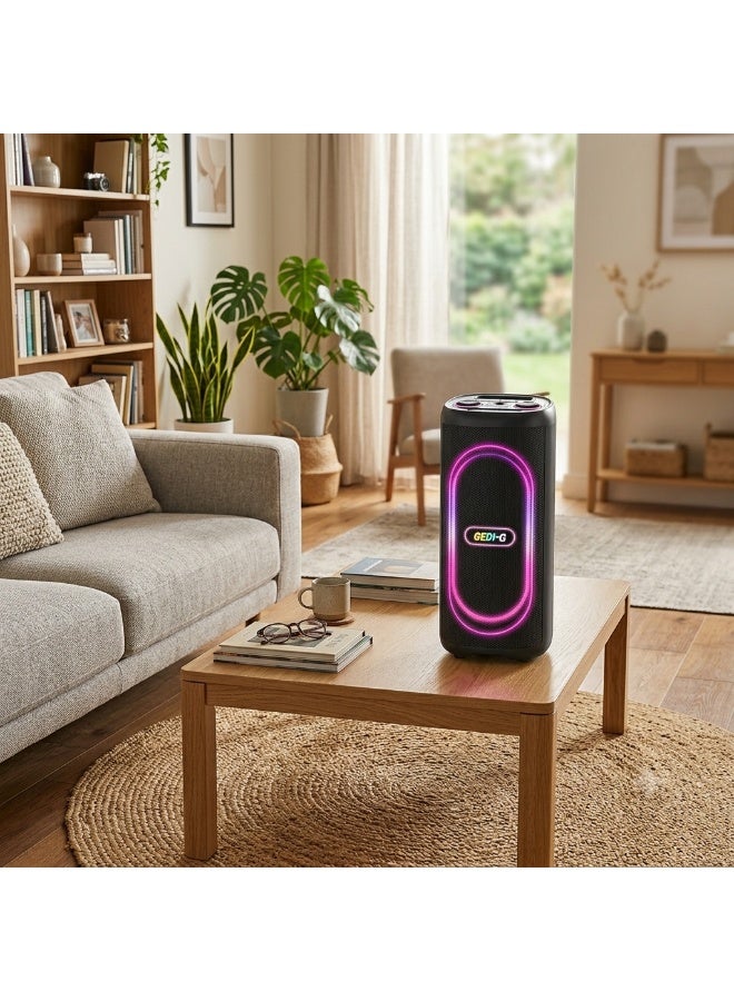 GD-2611 Portable Bluetooth Speaker Karaoke with 2 Wireless Microphones, Remote Control, and Interactive Lights - Image 3