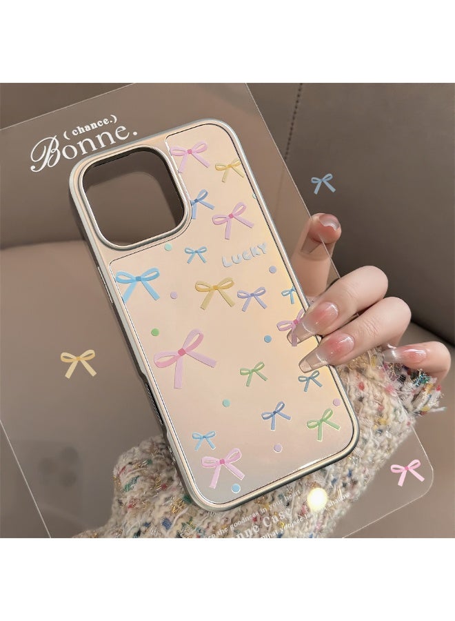 NIBEMINENT Colored Bow Protective TPU Case Cover For iPhone 17, Silver - Image 1