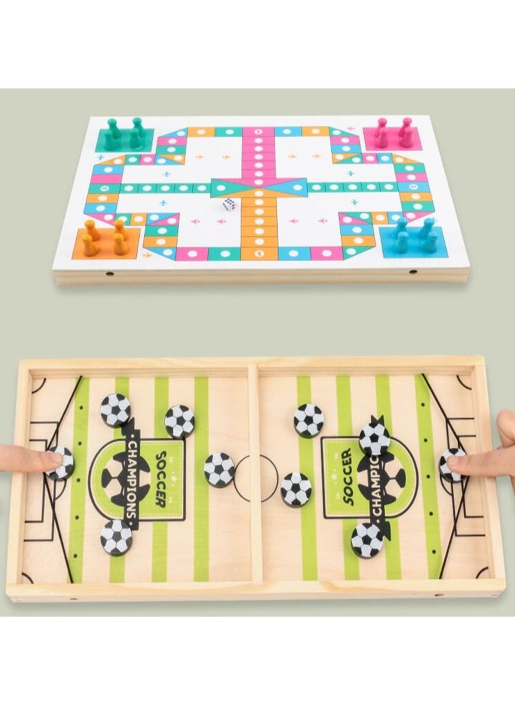 MIXDE Fast Sling Puck Game toys 2 in 1 Wooden Board Game Interactive Family Party Games