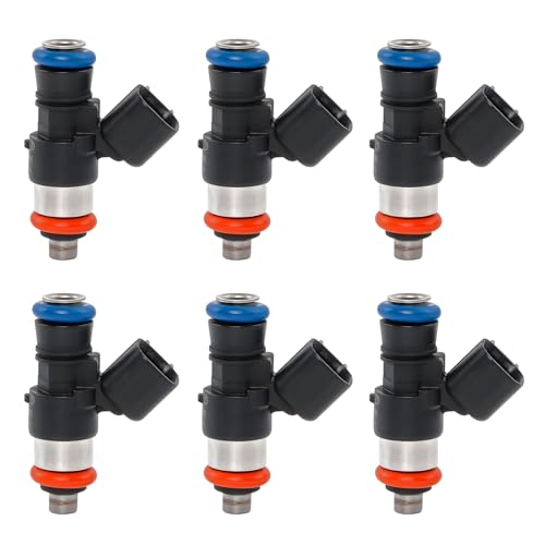 Gledewen Fuel Injectors 0280158091 Compatible with 20072015 Ford Taurus Edge Flex Fusion Lincoln MKX MKT MKS MKZ Mazda CX9 Mercury 35L 37L 4 Holes Replace FJ1000 84212353 0280158077 Set of 6 - Image 1