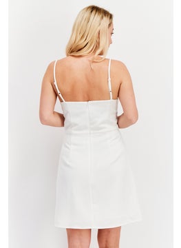 French Connection Women Solid Casual Mini Dress, White  - Image 3
