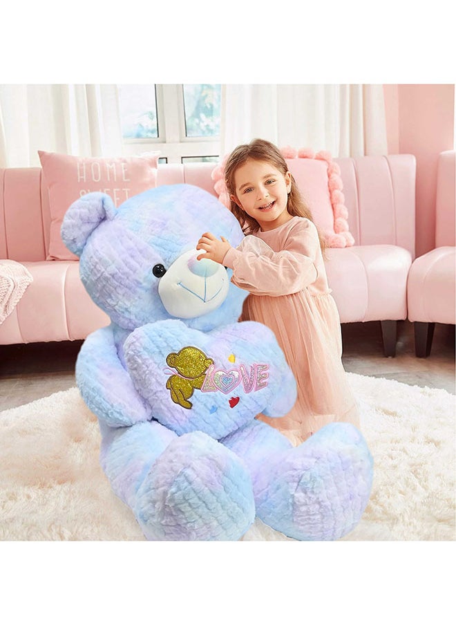 Toyland 90 Cm Multi colour Blue Teddy Bear with Holding Heart Shape for Girls Friend and Couples Anniversary Valentine and Birthday Gift  - Image 3