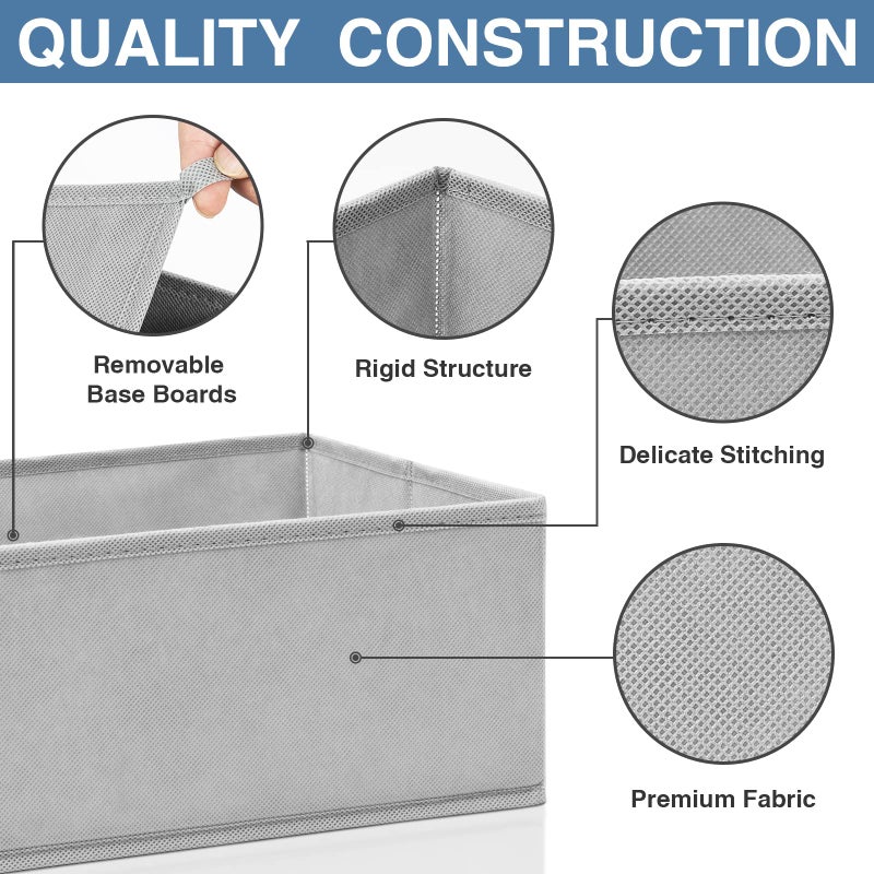 Criusia Drawer Organizer Clothes 12 Pack, Dresser Organizer for Nursery Bedroom Closet Organization and Storage - Baby Clothes Organizer Bins - Drawer Divider for Sock Underwear Bra Ties (Grey) - Image 5