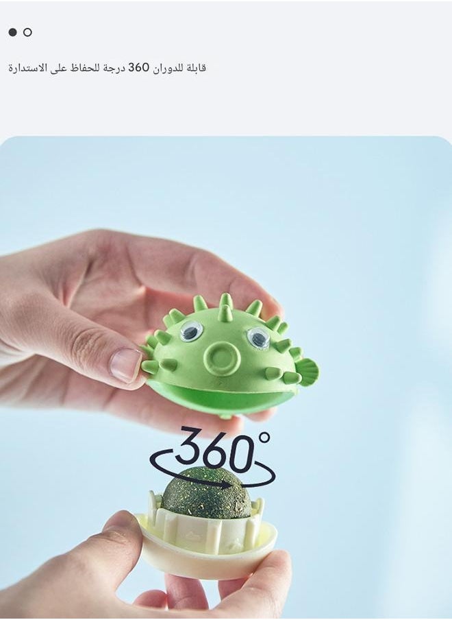 tangs - Catnip Wall Balls, Edible Cat Licking Toy, Cat Chew Toy, Teeth Cleaning Cat Bite Toy, Rotatable Indoor Cat Toy, Cat Energy Ball, Cat Wall Decoration (Green) - Image 1
