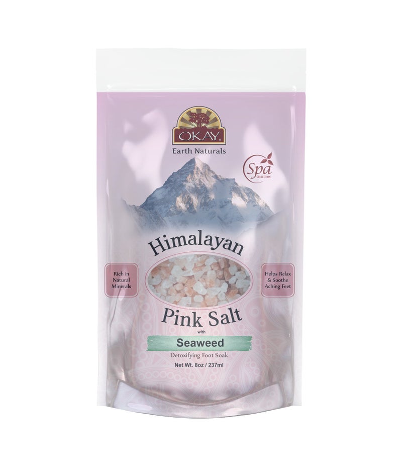OKAY Himalayan Pink Salt with Seaweed Soothing Mineral Soak Leaves Feet Feeling CleansedRefreshed and Relaxed No ParabensNo SiliconesNo Sulfates For All Skin Types Made In USA 8oz