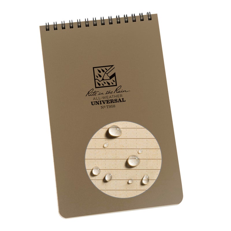 Rite in the Rain Weatherproof Top Spiral Notebook 55 x 85 Tan Cover Universal Pattern No T958 - Image 2