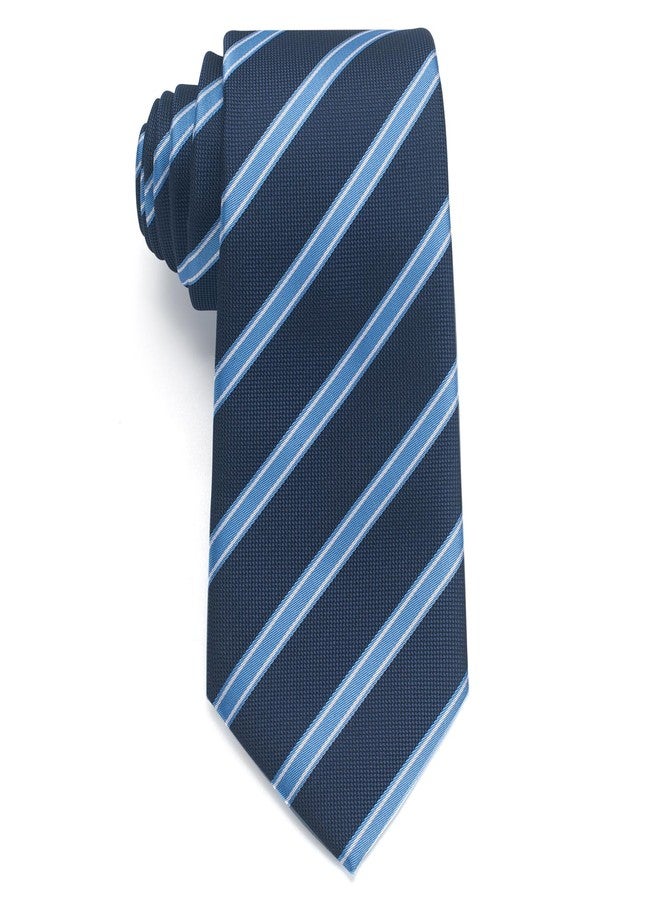 ERDOGLY Striped Ties for Men, 3.15" Men's Ties Navy Blue Striped Ties, Classic Woven Formal Neckties for Business, Graduation, Wedding - Image 1