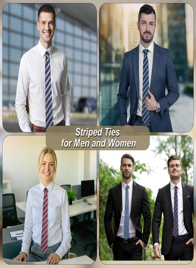 ERDOGLY Striped Ties for Men, 3.15" Men's Ties Navy Blue Striped Ties, Classic Woven Formal Neckties for Business, Graduation, Wedding - Image 5