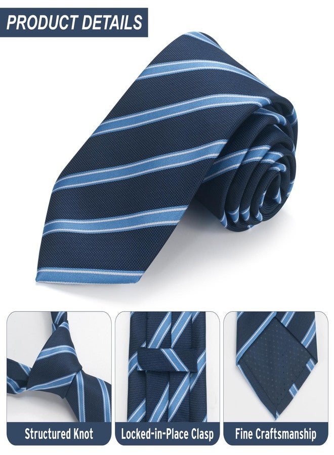 ERDOGLY Striped Ties for Men, 3.15" Men's Ties Navy Blue Striped Ties, Classic Woven Formal Neckties for Business, Graduation, Wedding - Image 3