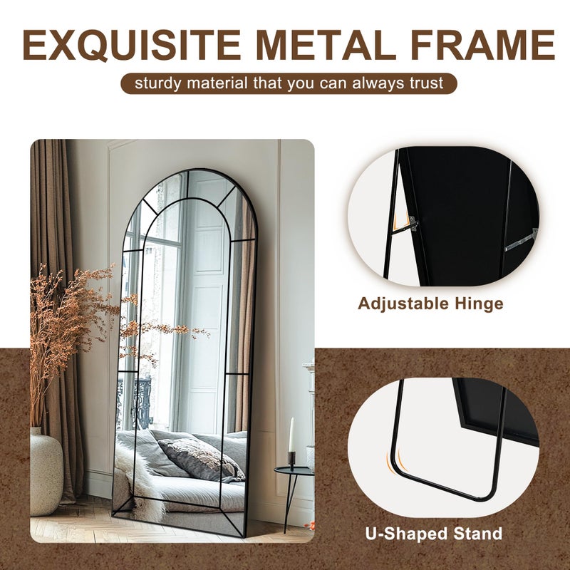 Delma Wall Mirror,Full Length Floor, Window Pane for Living Room Decor, Decorative Wall Art, Large Wall for Bedroom, Hallway, Living Room Arch-56"X22" - Image 4