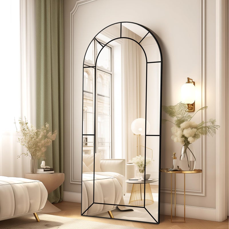 Delma Wall Mirror,Full Length Floor, Window Pane for Living Room Decor, Decorative Wall Art, Large Wall for Bedroom, Hallway, Living Room Arch-56"X22" - Image 1