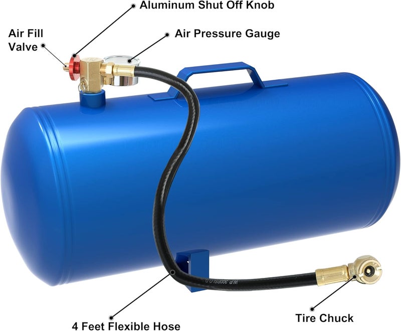 Hromee Air Tank Repair Kit w/Safety Valve, Pressure Gauge and 4 Feet Air Tank Hose Assembly kit for Portable Carry Tank - Image 3