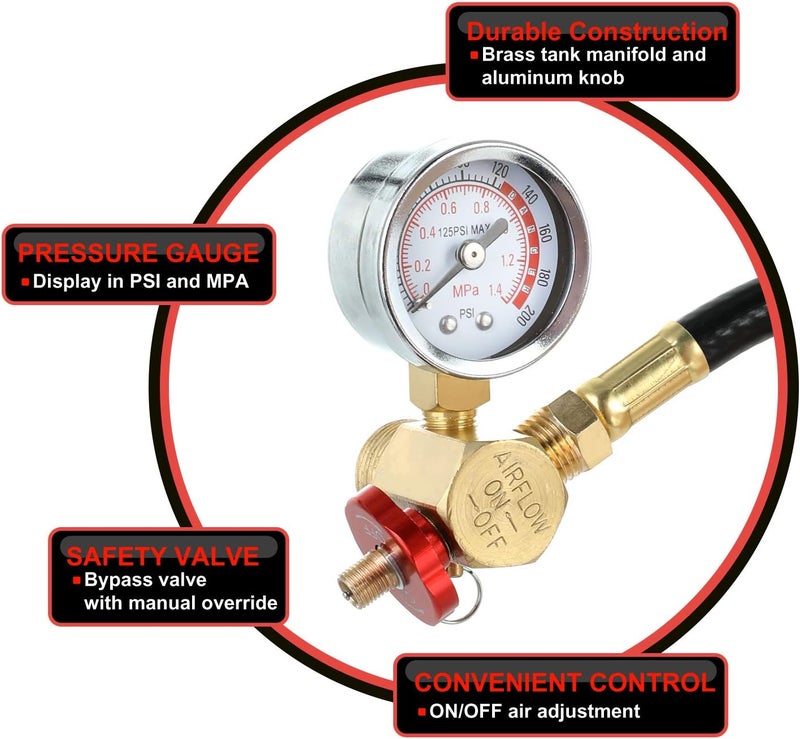 Hromee Air Tank Repair Kit w/Safety Valve, Pressure Gauge and 4 Feet Air Tank Hose Assembly kit for Portable Carry Tank - Image 5