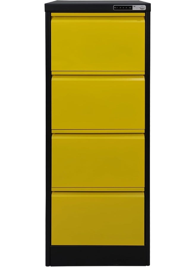 RIGID Curved Steel Vertical File Cabinet | Filing Drawers with 4 drawers & Electnic Digital Lock | Metal Storage Organizer for Home and Office (Black & Yellow,63D x 46.5W x 133H CM) Fully Assembled - Image 2